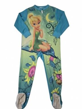 Disney Fairies Tinkerbell Girls Fleece Footed Pajamas Size 4/5
